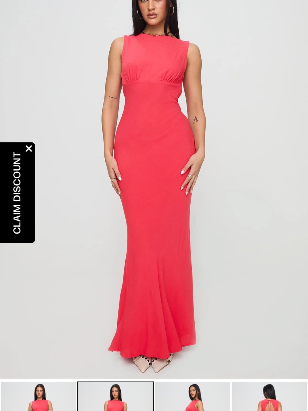 Princess Polly Coral Pink Sleeveless Fitted Maxi Dress